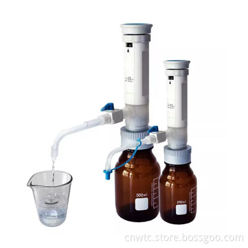 Adjustable Liquid Dispenser with Laboratory Bottle Top Screwcap Fitting for 2-10ml Volume
